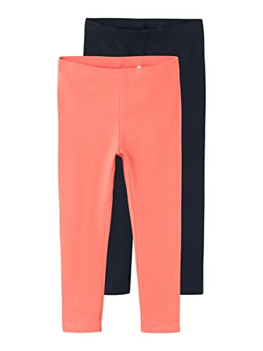 NAME IT Baby Girls NKFVIVIAN 2P Capri F NOOS Leggings, Coral/Pack:Dark...
