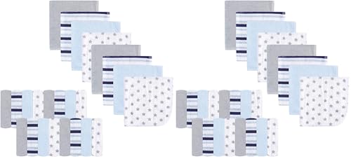 Image of Luvable Friends Unisex Baby Super Soft Bundle Washcloths, Stars Stripes, One Size (Pack of 2)