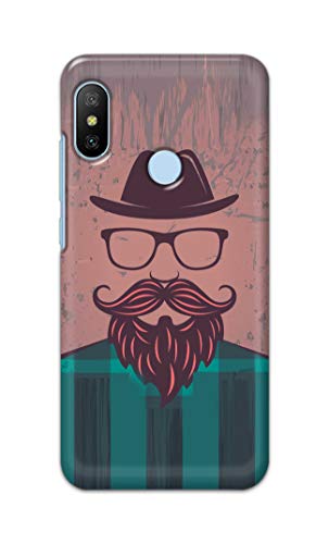 Image of PRINTFIDAA Man Icon with Beard Shirt Hipster Printed Designer Hard Case for Mi A2 Back Cover -(e) RPM1001