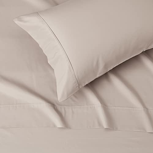 Image of Amazon Basics Lightweight Super Soft Easy Care Wrinkle-Free Breathable Brushed Microfiber 3-Piece Bed Sheet Set with 14-Inch Deep Pockets,Twin,Taupe,Solid,(Pack of 10)