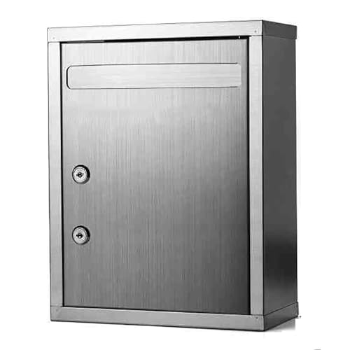 YCXJB Buzon Exterior Acero INOX con Cerradura, Buzones para Montaje en Pared de Correo, Caixa de Correo Exterior con Doble Cerradura de Gran Capacidad, 26 x 13 x 34 cm
