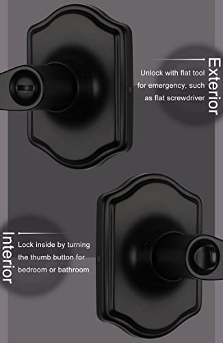 Goldenwarm Black Door Handles Interior, Classic Decorative Privacy Door Handle, Matte Black Interior Lever Door Dandles For Bedroom, Bathroom(6 Pack) #TOP4