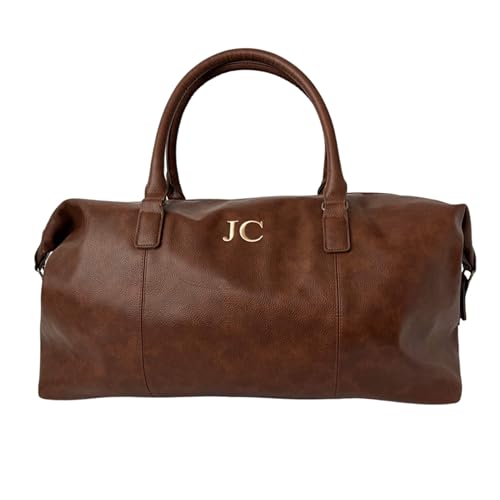 Beauty case personalizzato case pelle vegana ricamata borsa a mano Handmade per compleanno Festa del papà Valigia - Marrone Moderno