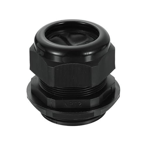 uxcell NPT 2" Nylon Cable Glands, Waterproof Cord Grip Connector, Adjustable 37-44mm Wire Grommet Protectors with Gaskets and Locknut for Junction Box, Black