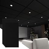 LooYee 12 PCS Black Polyester Fiber Acoustic Ceiling Tiles