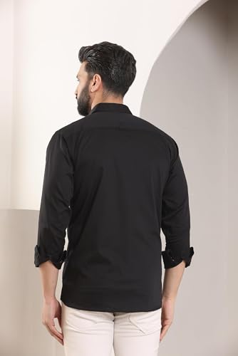 Image of FILO HEVIS Men's Solid Regular Fit Cotton Casual Shirt with Spread Collar & Full Sleeves.