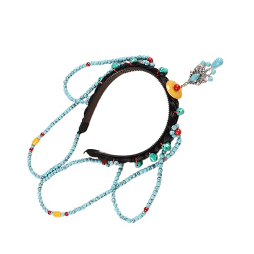Serre-tête avec chaîne frontale turquoise pour vos coiffures de mariage et de voyage