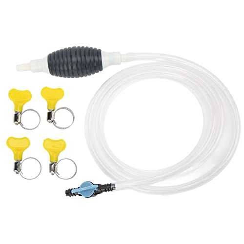 Segrehy Hand Siphonpumpe Manuelle Flüssigübertragung Pumpe für -Benzin -Wasserflüssigkeiten mit 2m Schlauchbauch -Gummi -Material 13 mm Innendurchmesser