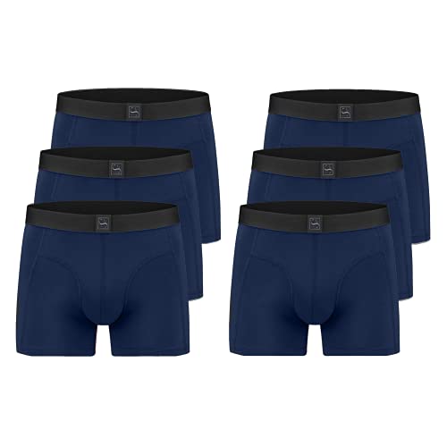 SITZTGUT Boxershort für Herren (6er Pack) Anti Loch Garantie (Größe S-3XL) Bio Polish Baumwolle (Blau, M, m)