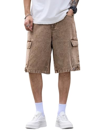 DFGIGT Mens Womens Baggy Jean Shorts Wide Leg Denim Casual