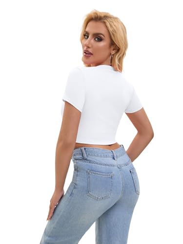 SKYZOO Crop Tops for Women Cute Summer Basic Tees Slim Fit Trendy Short Sleeve T Shirts for Teen Girls 20254