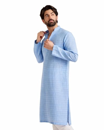 Image of SOJANYA Pastel Green Cotton Blend Kurta with Contrast Button Detailing