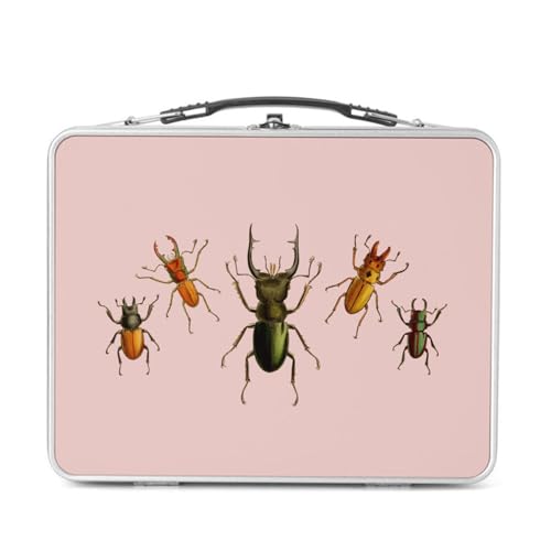 Fabulous Lunch Box Métal Argenté pour Sandwich et Snack - Scarabées Planches Insectes Biologie Illustration Ancienne - Boîte à Goûter Aluminium Gamelle Rigide Style Rétro Imprimée en France