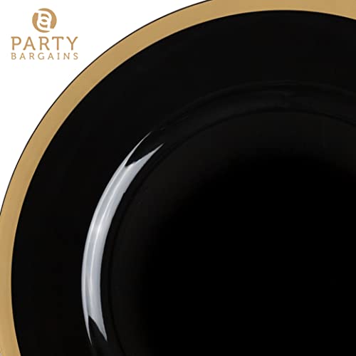 Party Bargains 13-Inch Charger Plates - 8 Pack, Black Gold Rim, Heavy-Duty Disposable Chargers For Elegant Dining - Ideal For Weddings And Formal Events #TOP5