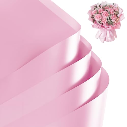 CCIJESW 20 Sheets Flower Bouquet Wrapping Paper Flora Packaging Solid Pink