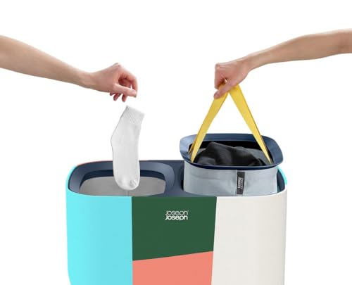 Joseph Joseph Tota 90 liter/23.8 gallon Laundry Hamper Separation Basket with lid, 2 Removable Washing Bags with Handles - Multicolor by Joseph Joseph - Image 3