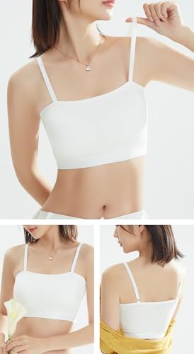 Girls Training Bras, Seamless Bandeau Bra with Shoulder-Strap,Wireless Cami 12-18 Years3