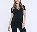 Motherhood Maternity Women's Short Sleeve Side Ruched V-Neck Pregnancy Tee Shirt, Black/Grey, Large