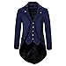 UJDKCF Chaqueta de la Capa Trasera del Vintage de Steampunk de los Hombres Gótico Victoriano de la Trinchera del Vestido Navy M