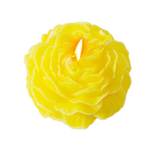 Peony Flower Shape Candles 1 Pack Soy Wax Decorative Candle for Bedroom Home Scented Candle Gift to Friends Family (Yellow)