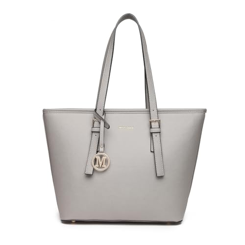 Miss Lulu Handtaschen Damen Shopper Tasche Groß Henkeltasche Grau Tote Bag...