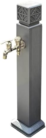 Outdoor Faucet Column Outdoor Stainless Aluminum Water Column Garden, Garden Hose Holder with Faucet & Spray Gun, Decorative Water Feature Fountain(Black,100cm/39.4in)