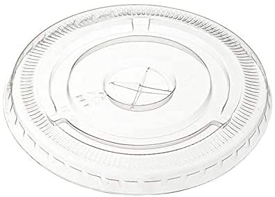 Comfy Package [Case of 1,000] Crystal Clear PET Plastic Flat Lids With Straw Slot for 12, 16, 20 & 24 oz. Milkshake Cups