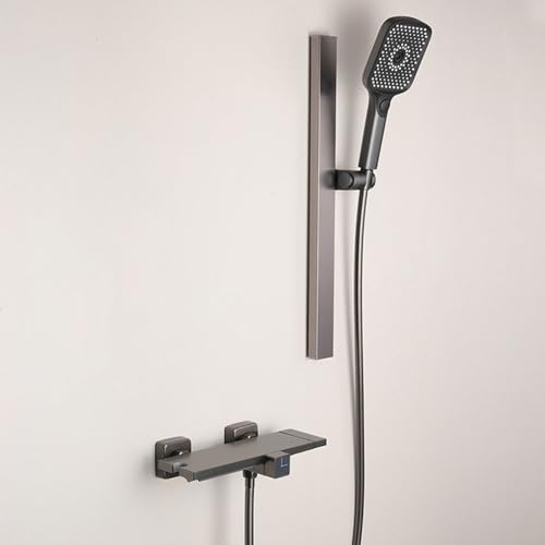 Mitigeur de baignoire cascade anthracite, douche 4 jets luxe - 2