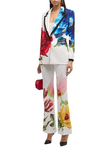 Women's Fashion Suit Set Women's Single Buttons Floral Printed Blazer Suit Pants Set