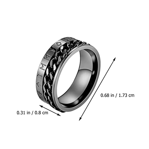 Holibanna Anel com letra viking elegante anel masculino joia de mão anel de aço de titânio