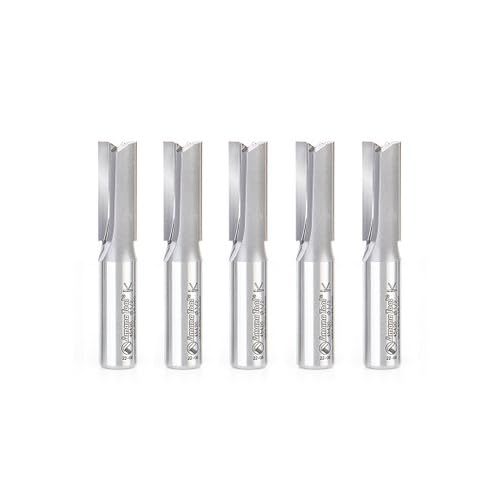 Amana Tool 45420-5 5-Pack Carbide Tipped Straight Plunge High Production 1/2 D x 1-1/4 CH x 1/2 SHK x 2-7/8 Inch Long Router Bits