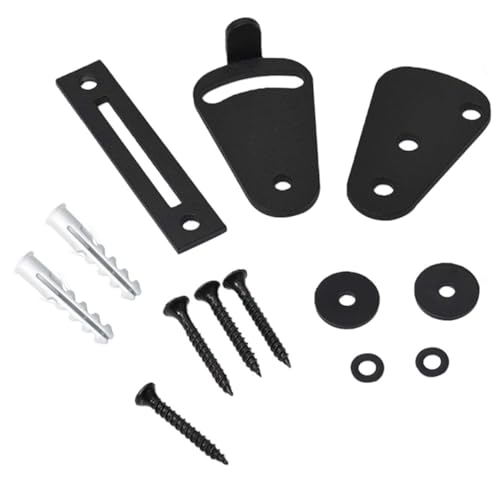 jojofuny Cerradura para Puertas Corredizas de Granero de Acero Negro Mate, Pestillo de Privacidad Enrollable, Bloqueo para Puertas de Madera Interior, 13 Piezas, para Dormitorio y Baño