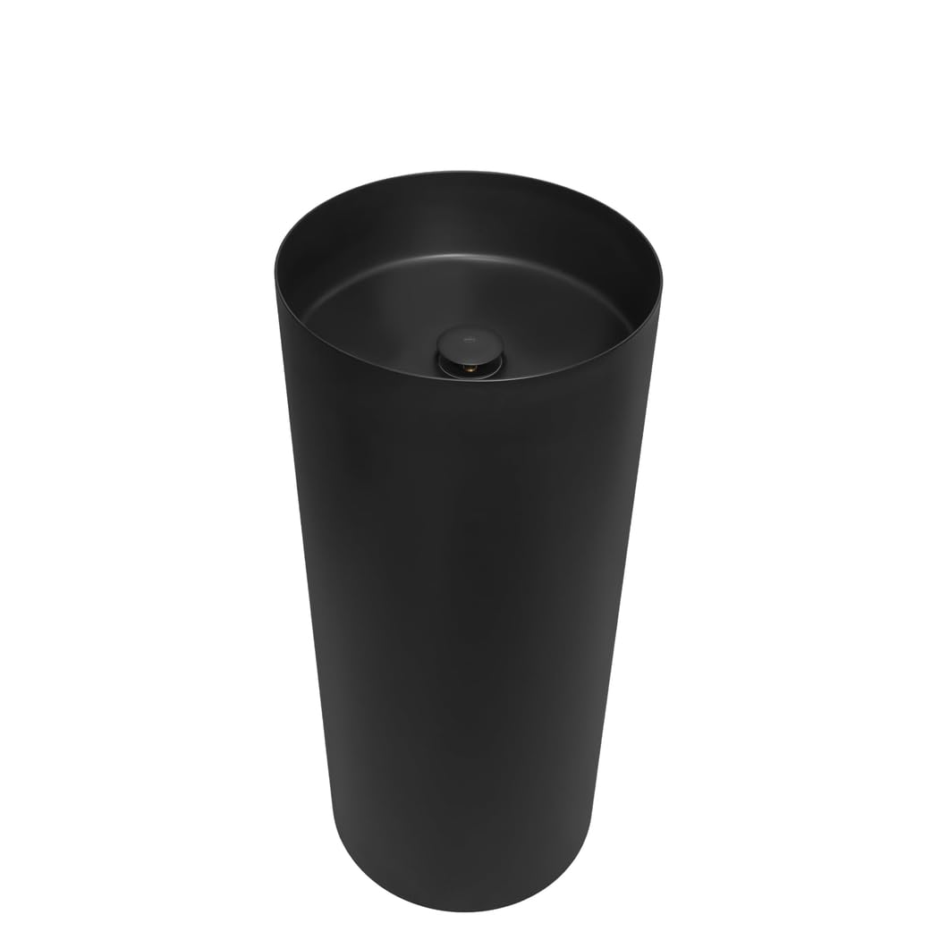 Lavabo de Pie VITTA Negro Ø360 mm Acero Inoxidable Altura 850 mm Incluye Válvula de Latón
