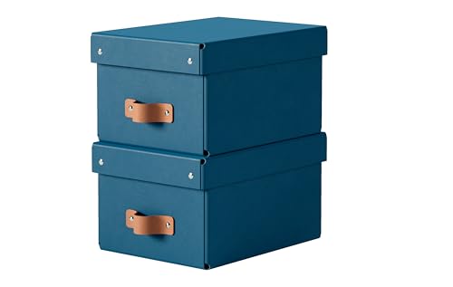 Boîtes de rangement Leitz Puro petit format avec couvercle : 2 boîtes solides, boîtes empilables 7L pour maison et bureau (20x28x15cm, bleu), compatibles...