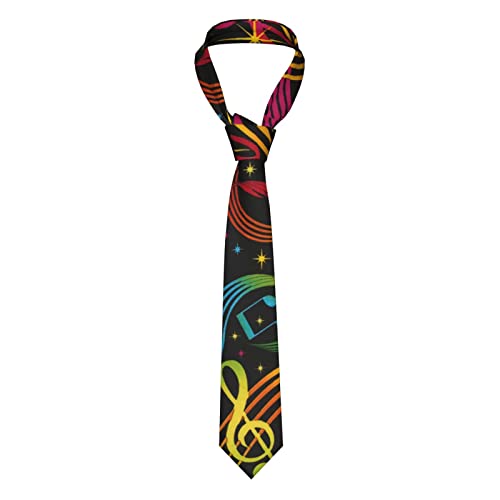 FWJZDSP - FWJZDSP Cravate en soie pour hommes, Notes de musique de couleur, cravate classique, ensemble cadeau