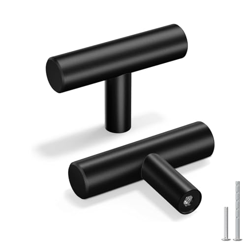 goldenwarm 10 Pack Black Cabinet Knobs Kitchen Cabinet Handles Matte