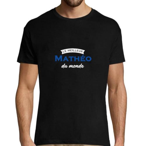 T-shirt homme Mathéo meilleur du monde avec motif imprimé en France vêtement rigolo