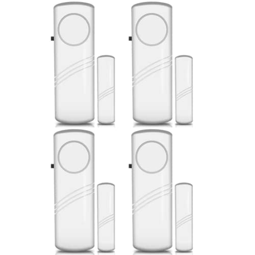 Image of ZHIZUKA Anti-Theft Home Alarm, Wireless Sensor with Magnetic Contact for Windows and Doors, Ideal for Kids Safety and Pool Area (4 Pack)