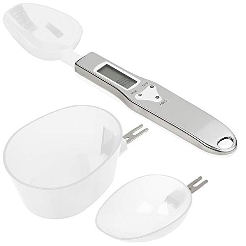 Rosenstein & Söhne Löffelwaage: Digitale Löffel-Waage, 3 Aufsätze, LCD-Display, bis 500 g, 0,1 g genau (Messlöffel)