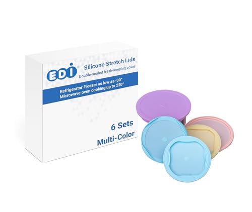 EDI Reusable Silicone Lids - Round Form Fitting, 6 Sizes, Microwave & Freezer Safe, Assorted Colors by EDI - Used condition - US$14.85