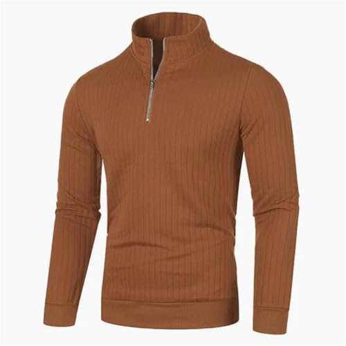 Men's Half Zip Knit Pullover Solid Color Loose Casual Stand Collar Long Sleeve Sweater4