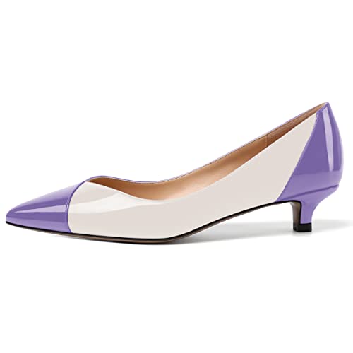 SHOWFOREST Women's Business Slip On Pointed Toe Formal Patent Solid Kitten Low Heel Pumps Shoes 1.5 Inch2