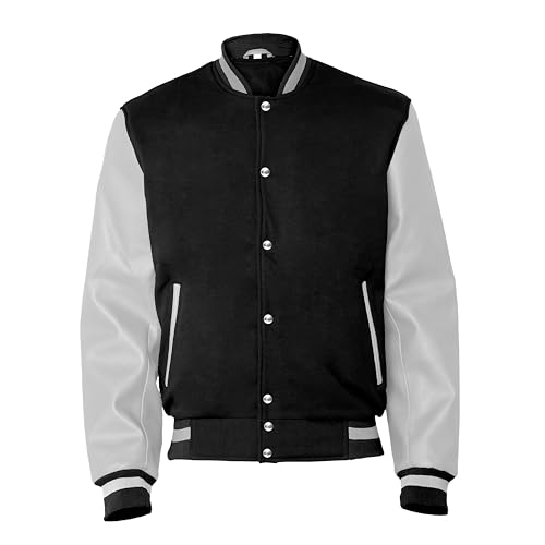 Image of Baseball Wool Letterman Varsity Faux Leather Sleeve For Men | Wool Varsity Bomber Jacket