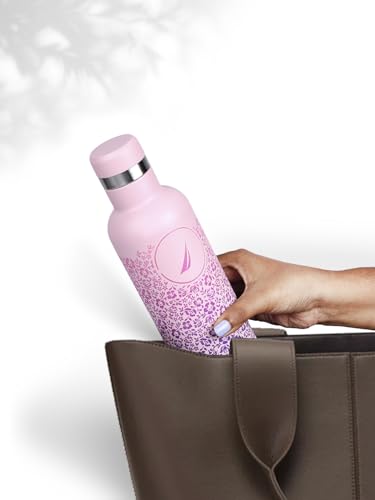 Image of NAUTICA Premium Leak-Proof Insulated Water Bottle - 1pc (Yacht)| 500ml | Stainless Steel Flask with 24 Hours Temperature Retention | Ideal for Travel, Gym, Office Use Oreo Printed-Pink /Purple