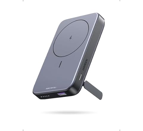 UGREEN draadloze powerbank 10000 mAh magnetische powerbank met USB-C snellaadfunctie draadloze externe batterij met standaa…