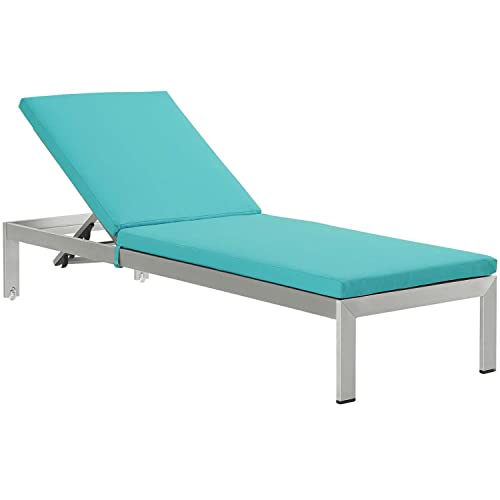 Modway Shore Aluminum Outdoor Patio Chaise Poolside Lounge Chair With Cushion, Turquoise #TOP7