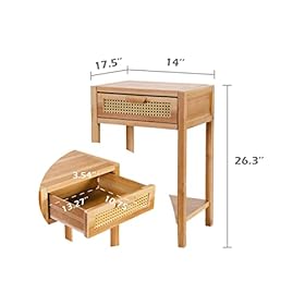 COZAYH Set of 2 Modern Minimalism Nightstand End Table Side Table with Woven Pattern Drawer and Shelf Storage, Rustic… 31BiABmpczL. SS280