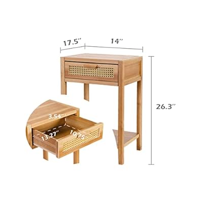 COZAYH Set of 2 Modern Minimalism Nightstand End Table Side Table with Woven Pattern Drawer and Shelf Storage, Rustic… 31BiABmpczL. SS400