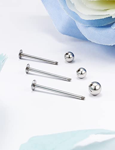 Kridzisw 16G 316L Stainless Steel Labret Cheek Tongue Rings Barbell Body Piercing Jewelry 4mm 5mm Bar Size 14mm-19mm Bar Length Available 6Pcs4