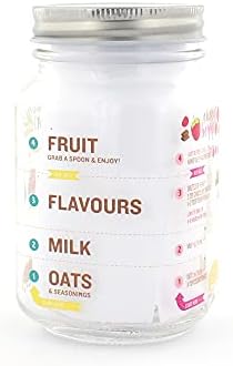 GINGER FOX Overnight Oats Reusable Glass Mason Breakfast Jar With Lid - Includes 2 Recipes For Breakfast On The Go - Easy To Make The Night Before And Pick Up The Next Day.